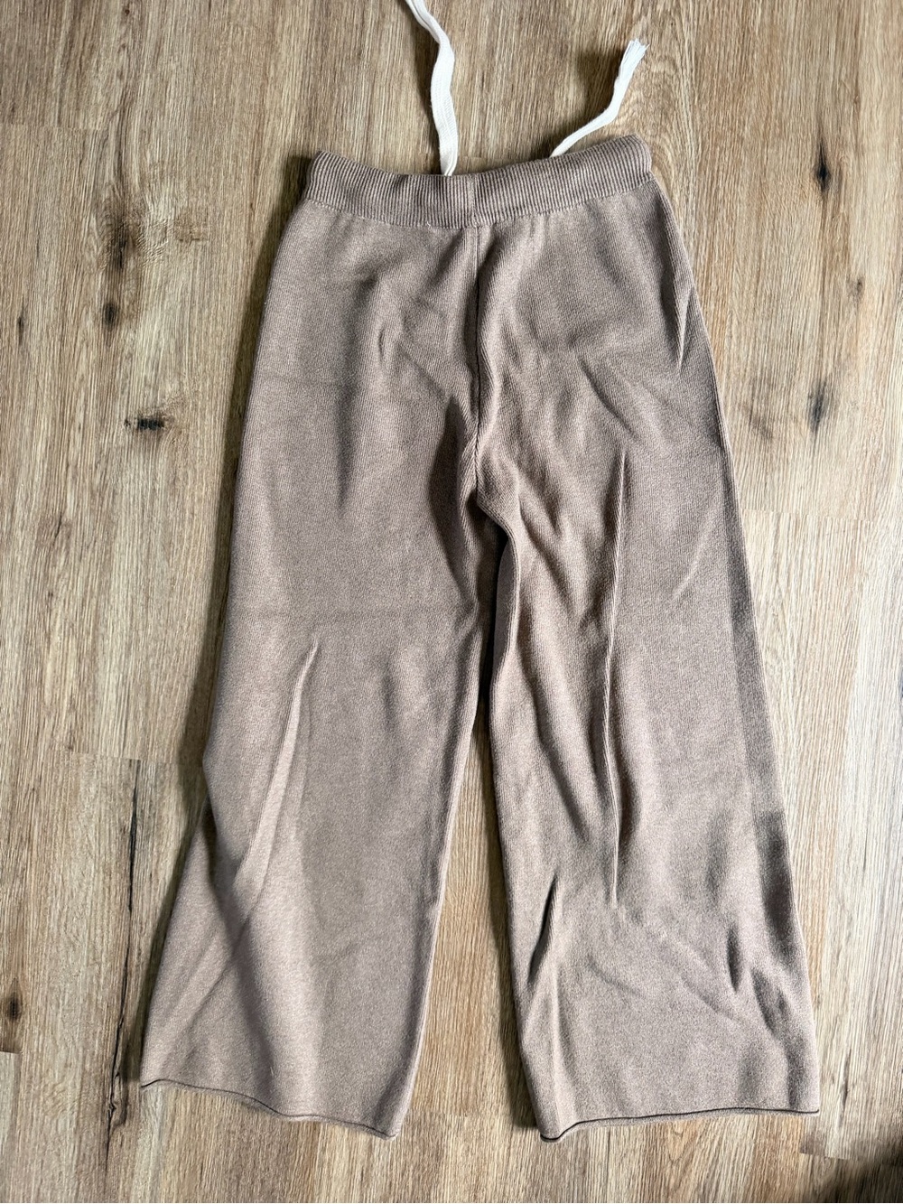Knit Wide-Leg Drawstring Pants - Brown - Picture 4 of 4